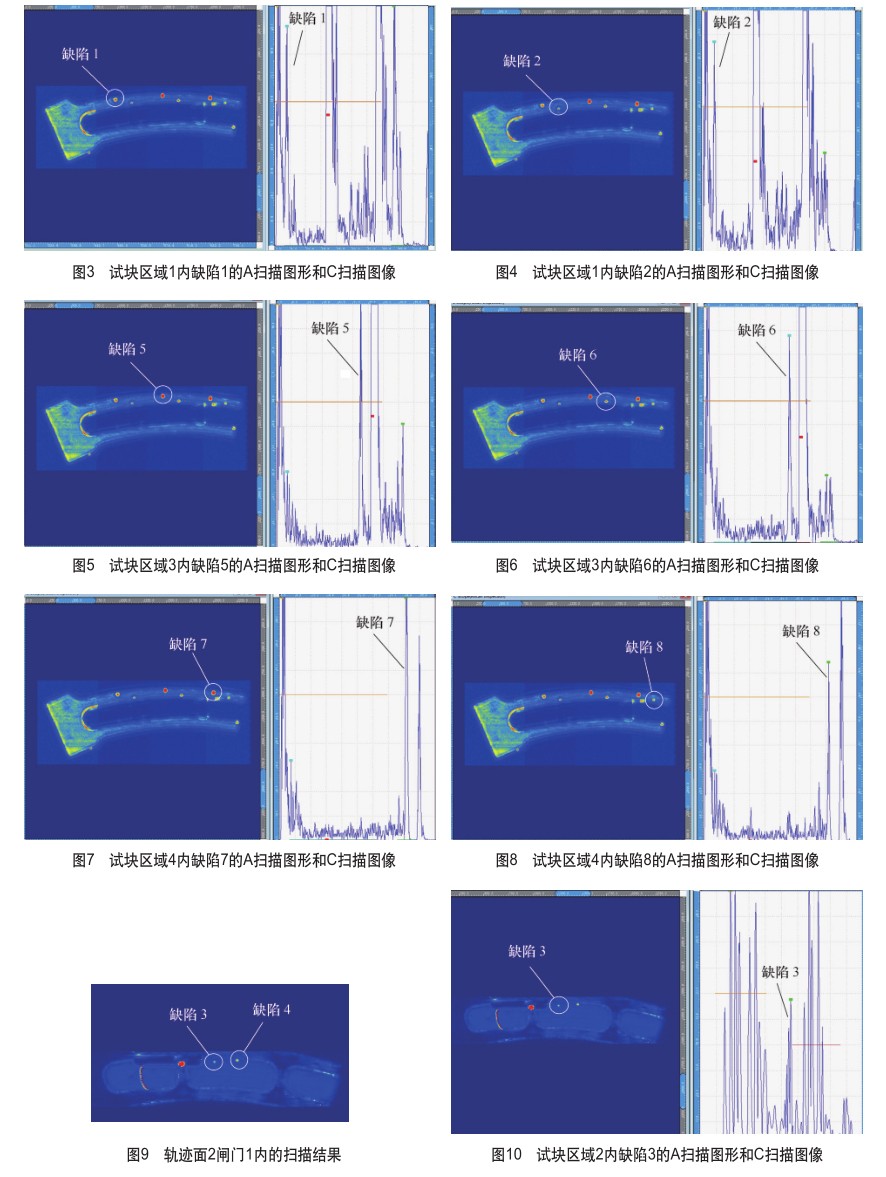 每個缺陷對應的A掃描圖形和C掃描圖像結(jié)果